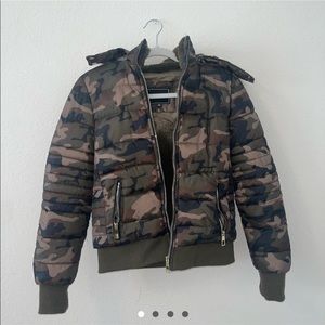 Army Print Winter Coat